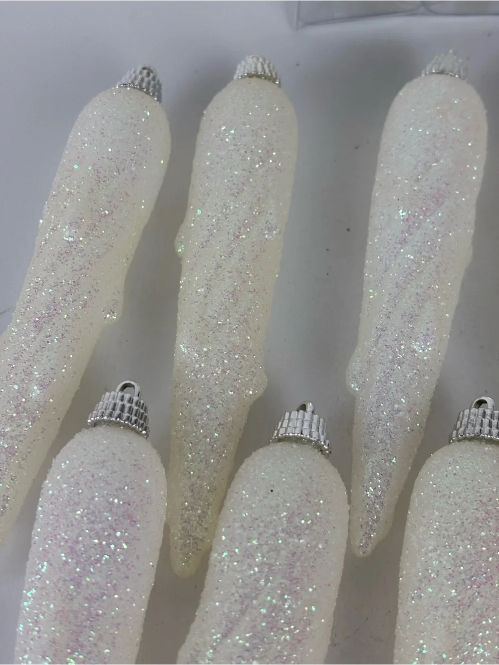 Unique 18pc Glittery Icicle Shaped Ornaments